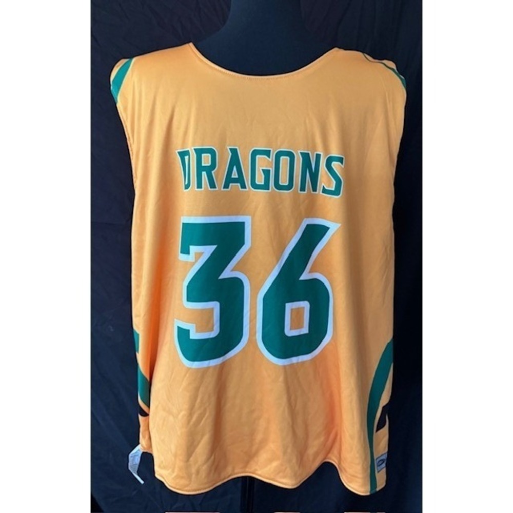 Power-Tek Hamden Dragons Lacrosse Jersey Mens Large Reversible Green Yellow 36
